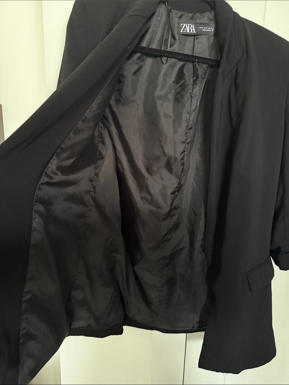 Zara Black Open Front 3/4 Sleeve Blazer - Picture 6 of 7